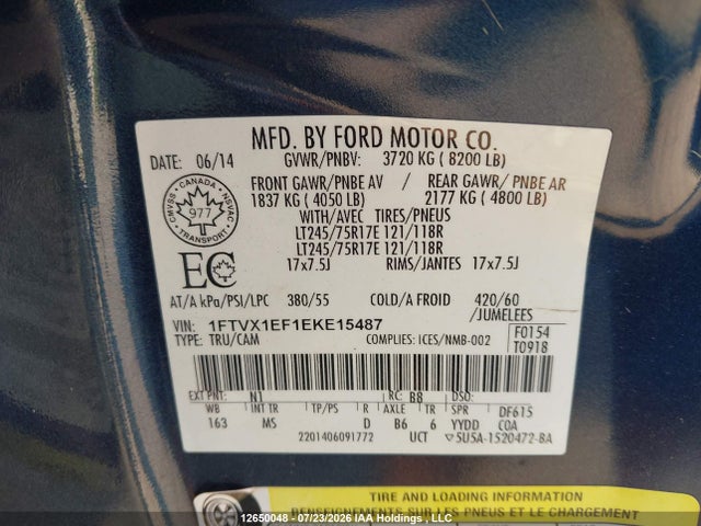 Ford F-150 Xlt 2014 1FTVX1EF1EKE15487 Image 20