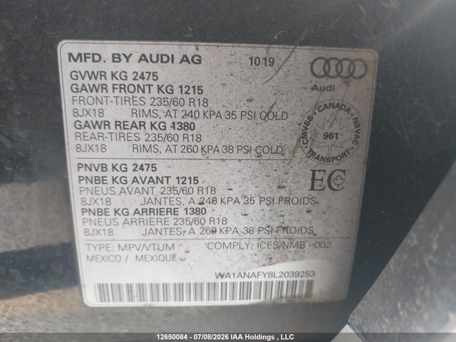 WA1ANAFY8L2039253 Audi Q5 45 Komfort