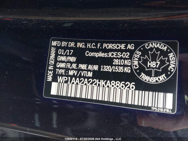 WP1AA2A22HKA88626 Porsche Cayenne Platinum Edition