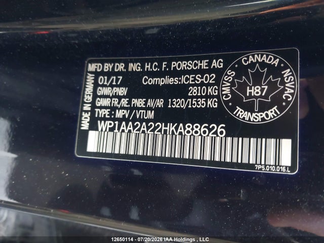 WP1AA2A22HKA88626 Porsche Cayenne Platinum Edition