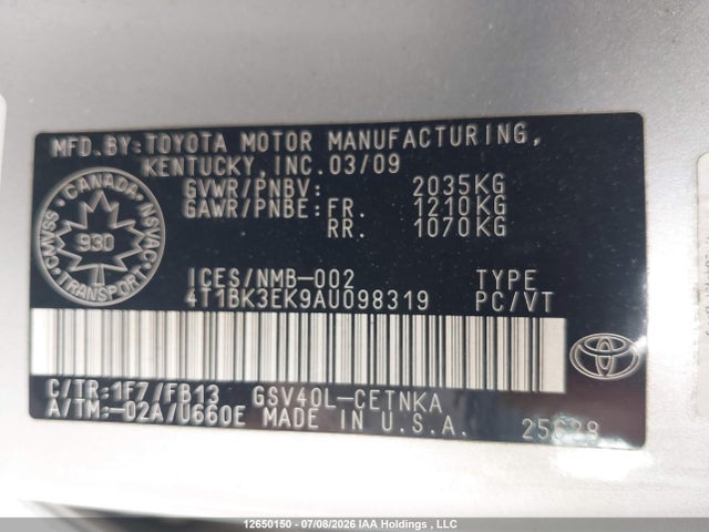 Продажа на аукционе авто 2010 Toyota Camry Le V6, vin: 4T1BK3EK9AU098319, номер лота: 12650150