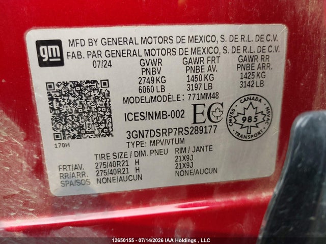 3GN7DSRP7RS289177 Chevrolet Equinox Ev Rs