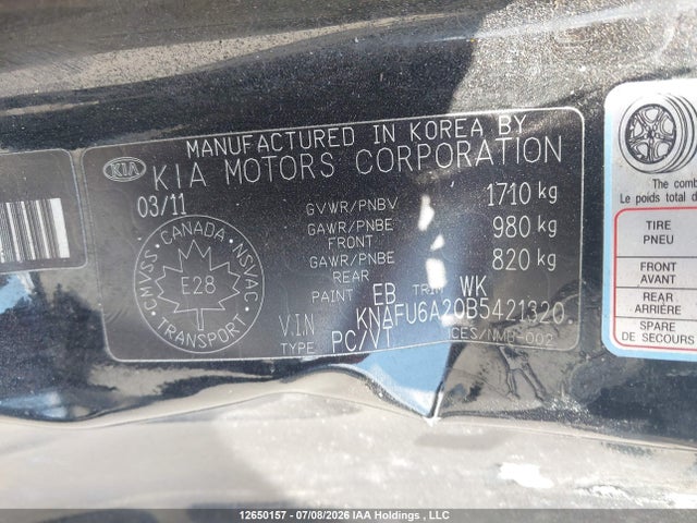 2011 Kia Forte Ex მანქანა იყიდება აუქციონზე, vin: KNAFU6A20B5421320, აუქციონის ნომერი: 12650157