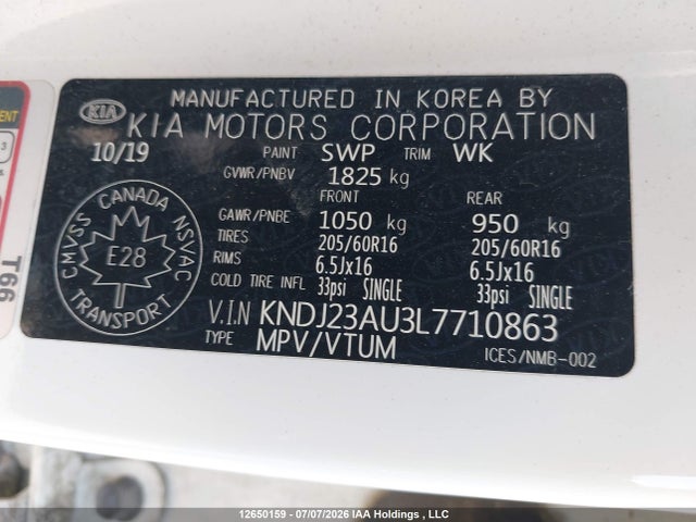 Продажа на аукционе авто 2020 Kia Soul Lx/x Line/s, vin: KNDJ23AU3L7710863, номер лота: 12650159