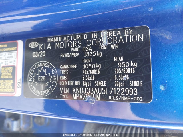 Продажа на аукционе авто 2020 Kia Soul Ex/ex Anniversary Edition/ex Limited/ex Premium/ex+/gt-line Limited/gt-line Premium, vin: KNDJ33AU5L7122993, номер лота: 12650161