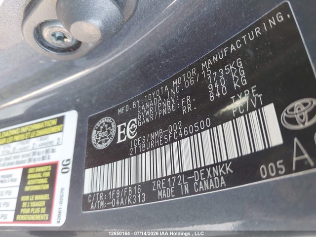 Toyota Corolla 2015 2T1BURHE5FC460500 Image 9