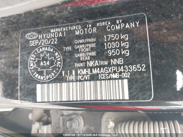 KMHLM4AGXPU433652 Hyundai ELANTRA SEL