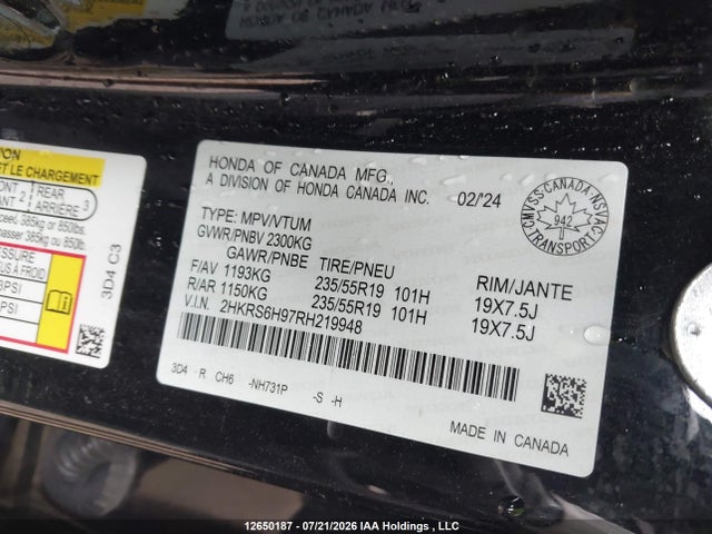 2HKRS6H97RH219948 Honda CR-V HYBRID