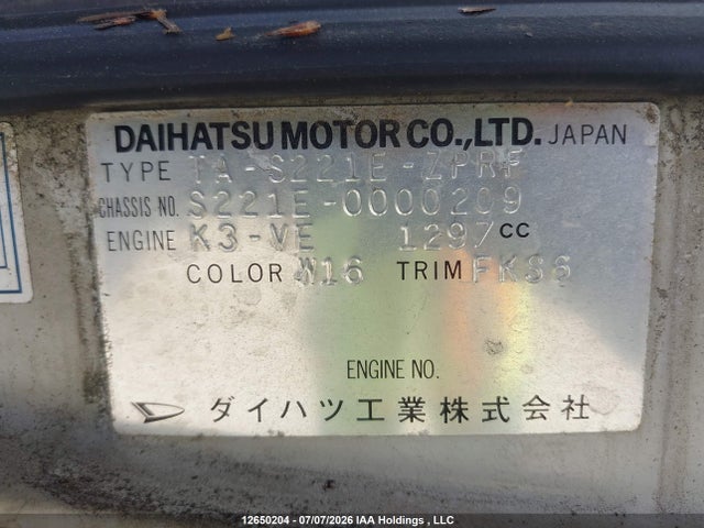 Продаж на аукціоні авто 2000 Toyota Mr2 Spyder, vin: S221E0000209, номер лоту: 12650204