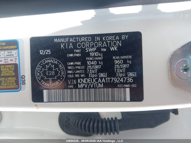 12650225 :رقم المزاد ، KNDEUCAA1T7924736 vin ، 2026 Kia Seltos S مزاد بيع