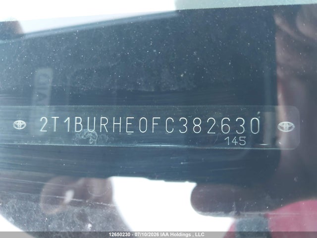 2T1BURHE0FCT82630 Toyota Corolla L/le/le Pls/prm/s/s Pls