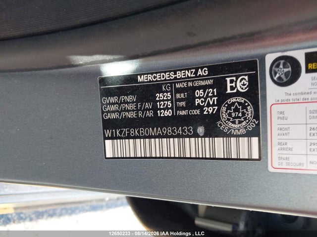 W1KZF8KB0MA983433 Mercedes-Benz E 63 Amg-s 4matic