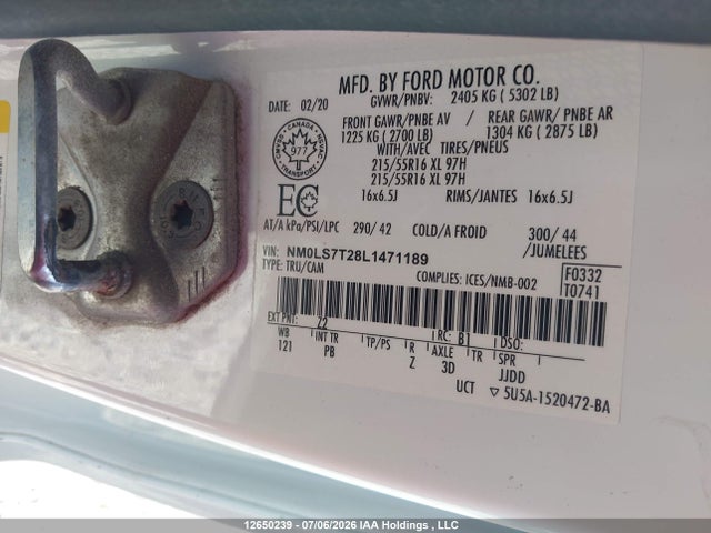 Ford Transit Connect Xlt 2020 NM0LS7T28L1471189 Image 9