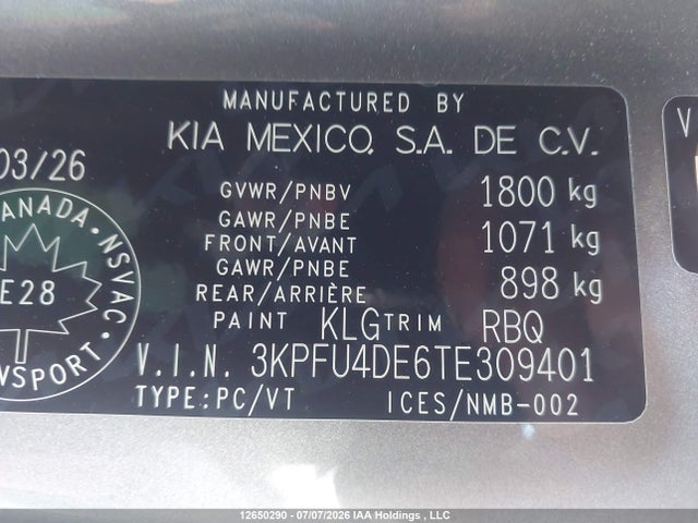 Продаж на аукціоні авто 2026 Kia K4 Ex, vin: 3KPFU4DE6TE309401, номер лоту: 12650290