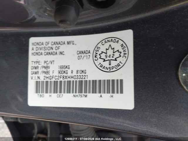 Honda CIVIC EX 2017 2HGFC2F8XHH033221 Image 18
