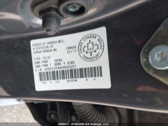 Honda CIVIC EX 2017 2HGFC2F8XHH033221 Image 9