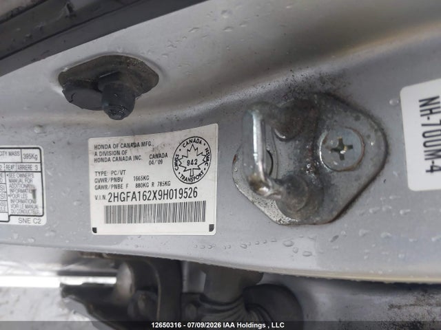 Aukcja sprzedaży 2009 Honda Civic Dx/dx-a, vin: 2HGFA162X9H019526, numer aukcji: 12650316