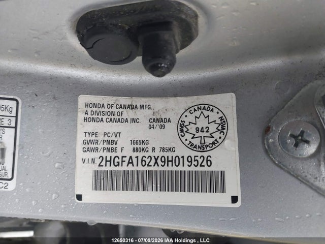Aukcja sprzedaży 2009 Honda Civic Dx/dx-a, vin: 2HGFA162X9H019526, numer aukcji: 12650316