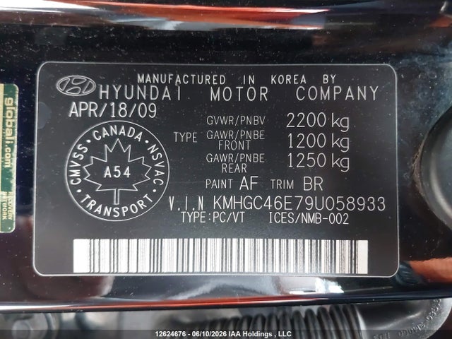 Продаж на аукціоні авто 2009 Hyundai Genesis 3.8/3.8 Premium/3.8 Technology, vin: KMHGC46E79U058933, номер лоту: 12624676