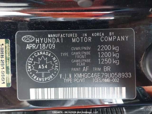 Продаж на аукціоні авто 2009 Hyundai Genesis 3.8/3.8 Premium/3.8 Technology, vin: KMHGC46E79U058933, номер лоту: 12624676