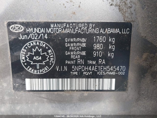 Продаж на аукціоні авто 2014 Hyundai Elantra Gl, vin: 5NPDH4AE1EH545470, номер лоту: 12644145
