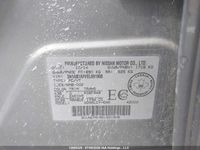 3N1AB7AP8EL691908 Nissan Sentra 1.8 S/1.8 Sl/1.8 Sr/1.8 Sv/s