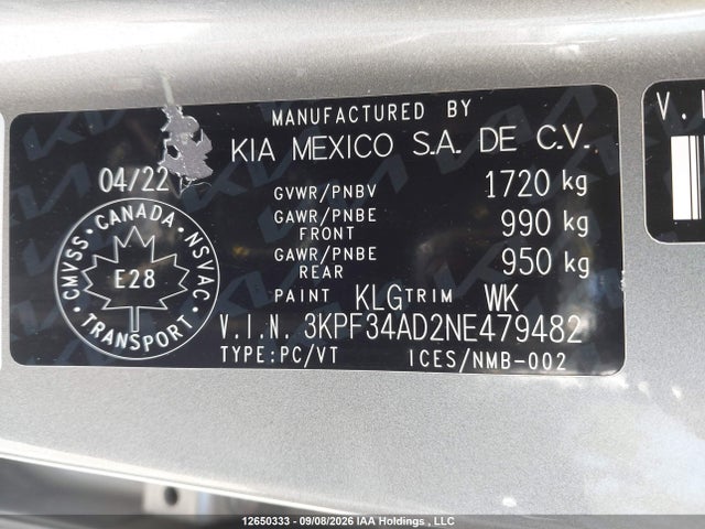 KIA Forte 2022 3KPF34AD2NE479482 Image 9