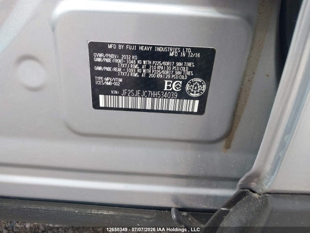 JF2SJEJC7HH534039 Subaru Forester 2.5i Limited