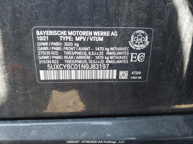 5UXCY8C01N9J83197 BMW X6 M50i