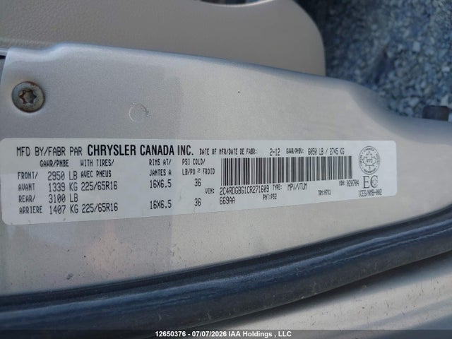 Aukcja sprzedaży 2012 Dodge Grand Caravan Se/sxt, vin: 2C4RDGBG1CR271609, numer aukcji: 12650376
