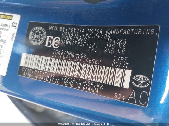 2010 Toyota Corolla S მანქანა იყიდება აუქციონზე, vin: 2T1BU4EE9AC206563, აუქციონის ნომერი: 12650395