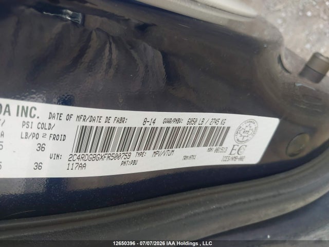 Dodge Grand Caravan Se 2015 2C4RDGBGXFR500759 Image 9