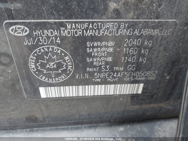 Hyundai SONATA GL 2015 5NPE24AF5FH050852 Image 9