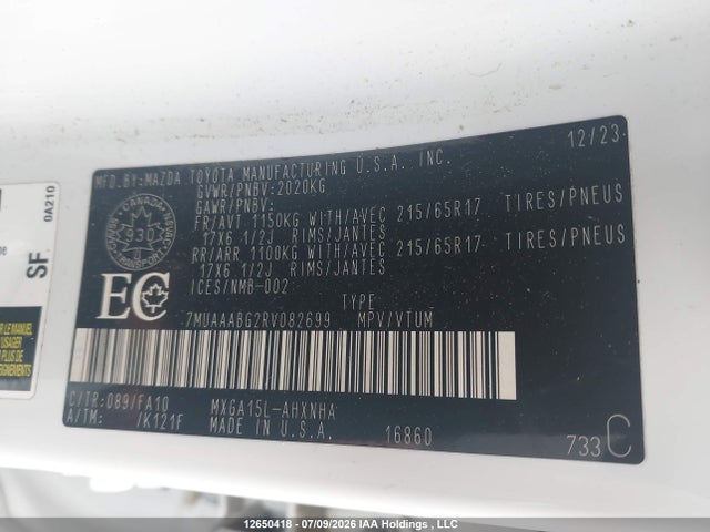 12650418 :رقم المزاد ، 7MUAAABG2RV082699 vin ، 2024 Toyota Corolla Cross L مزاد بيع