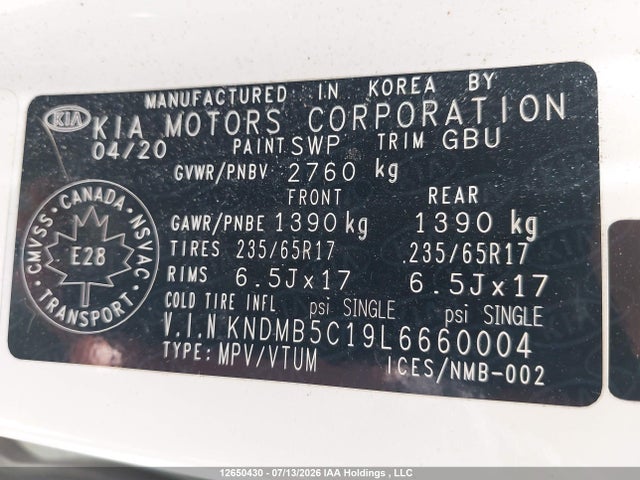 KIA Sedona Lx/lx+ 2020 KNDMB5C19L6660004 Image 19