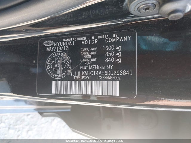Продаж на аукціоні авто 2013 Hyundai Accent Gls/gs, vin: KMHCT4AE6DU293841, номер лоту: 12650449