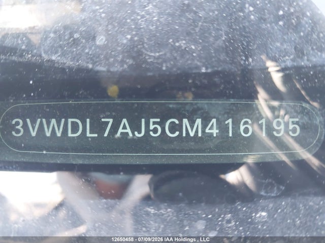 12650458 :رقم المزاد ، 3VWDL7AJ5CM416195 vin ، 2012 Volkswagen Jetta 2.0 Tdi Comfortline مزاد بيع