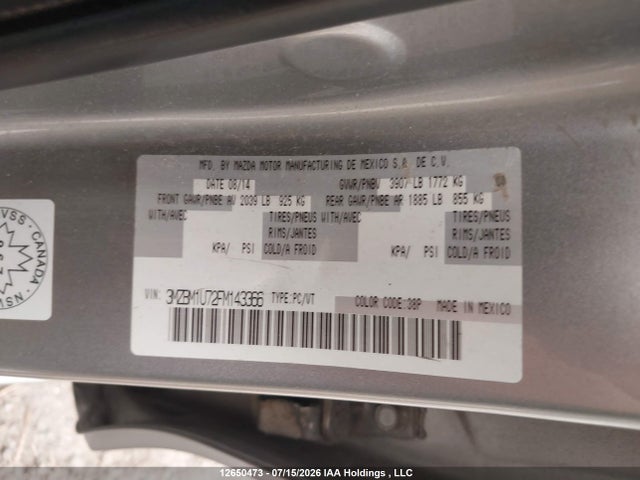 2015 Mazda 3 Sport მანქანა იყიდება აუქციონზე, vin: 3MZBM1U72FM143366, აუქციონის ნომერი: 12650473