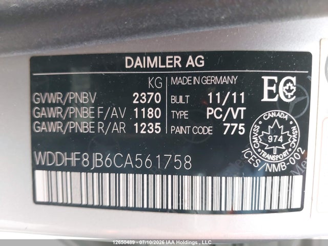 2012 Mercedes-benz E 350 4matic მანქანა იყიდება აუქციონზე, vin: WDDHF8JB6CA561758, აუქციონის ნომერი: 12650489