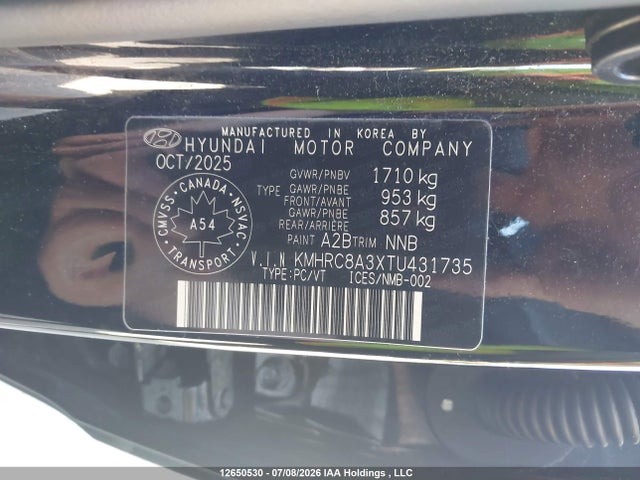 12650530 :رقم المزاد ، KMHRC8A3XTU431735 vin ، 2026 Hyundai Venue Sel مزاد بيع