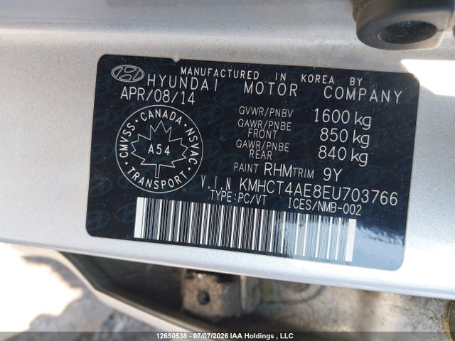 Hyundai Accent Gls/gs 2014 KMHCT4AE8EU703766 Image 9
