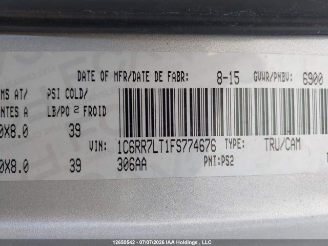 RAM 1500 Slt 2015 1C6RR7LT1FS774676 Image 9
