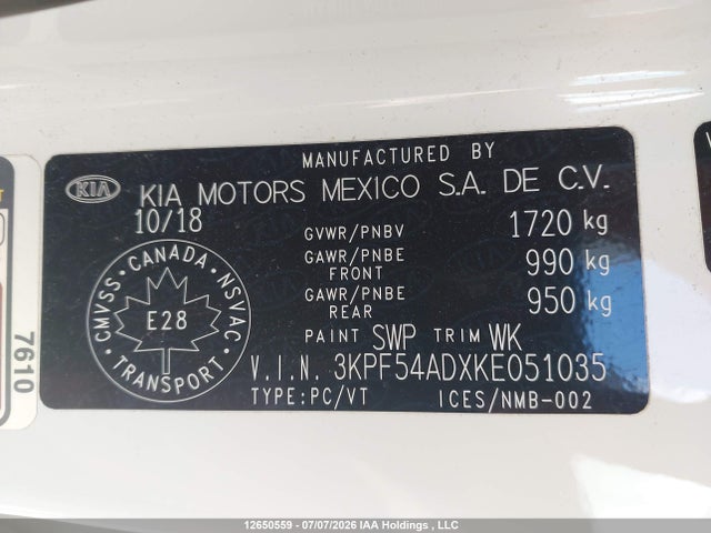 Продаж на аукціоні авто 2019 Kia Forte Ex/ex Limited/ex Premium/ex+, vin: 3KPF54ADXKE051035, номер лоту: 12650559