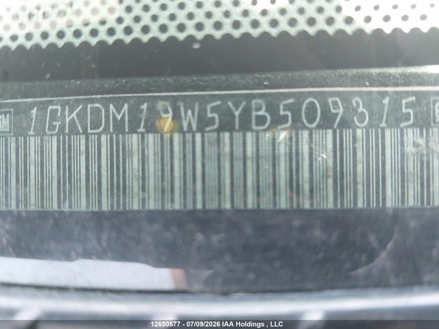 2000 Gmc Safari Sl/sle/slt მანქანა იყიდება აუქციონზე, vin: 1GKDM19W5YB509315, აუქციონის ნომერი: 12650577