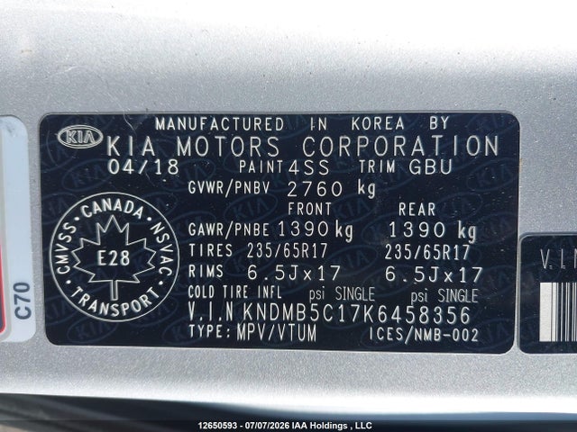 Продажа на аукционе авто 2019 Kia Sedona Lx, vin: KNDMB5C17K6458356, номер лота: 12650593