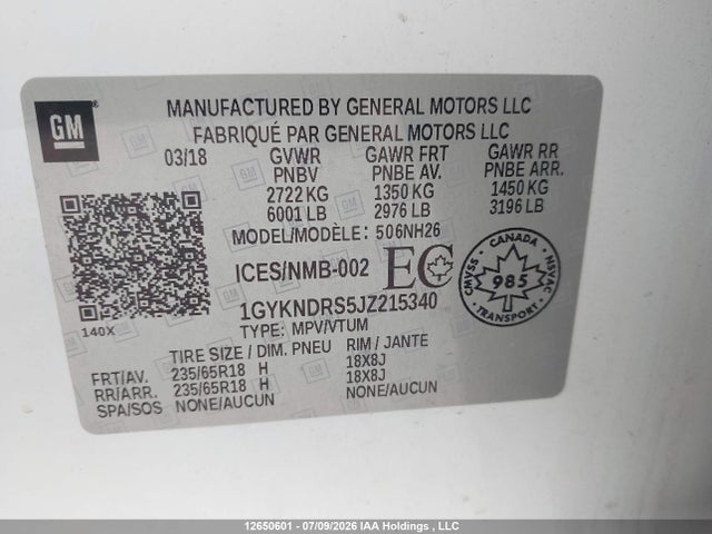 Cadillac XT5 LUXURY 2018 1GYKNDRS5JZ215340 Image 9