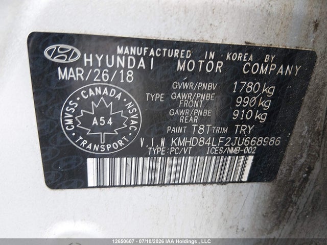 KMHD84LF2JU668986 Hyundai ELANTRA GL