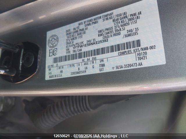 1FTFW1E59NKE25392 Ford F150 Supercrew