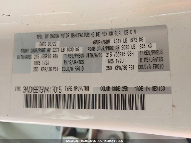 3MVDMBB75NM417015 Mazda Cx-30 Gx