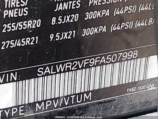 SALWR2VF9FA507998 Land Rover Range Rover Sport Sc